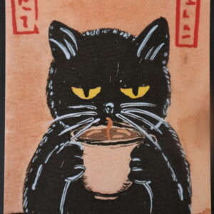 Black cat art print