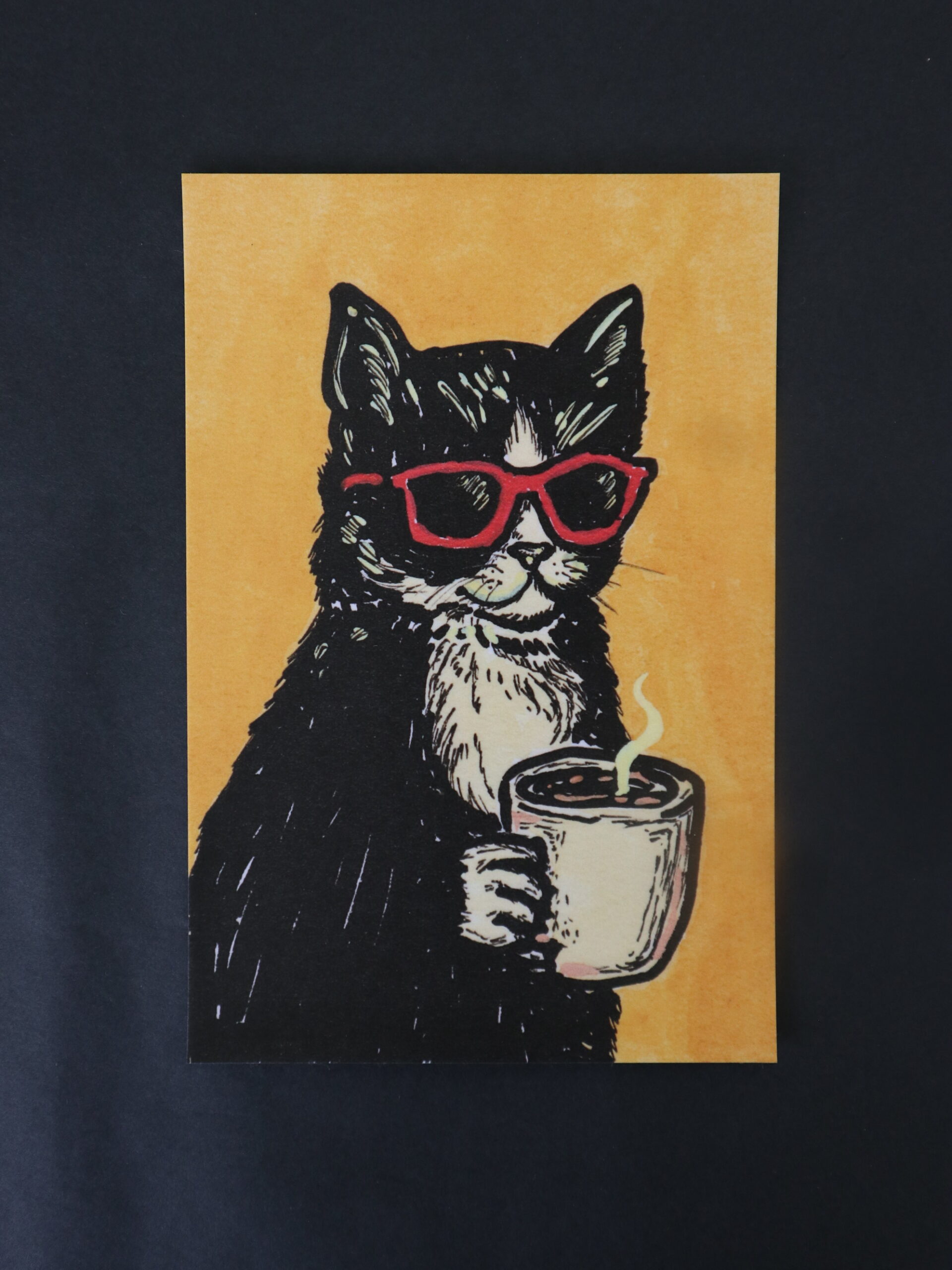Black Cat with Red Sunglasses